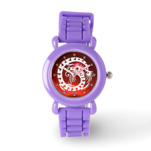 WHITE SNAKE DRAGON Black,Red Ruby,Rosa Gemstones Armbandsur