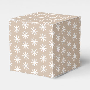 White snö star snöflingor mönster beige med gåva presentaskar