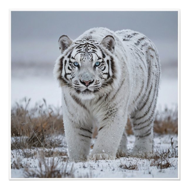 White Snö Tiger Fototryck (Framsidan)