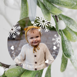 White Snöflingor Baby - första julfotfoto Julgransprydnad Keramik