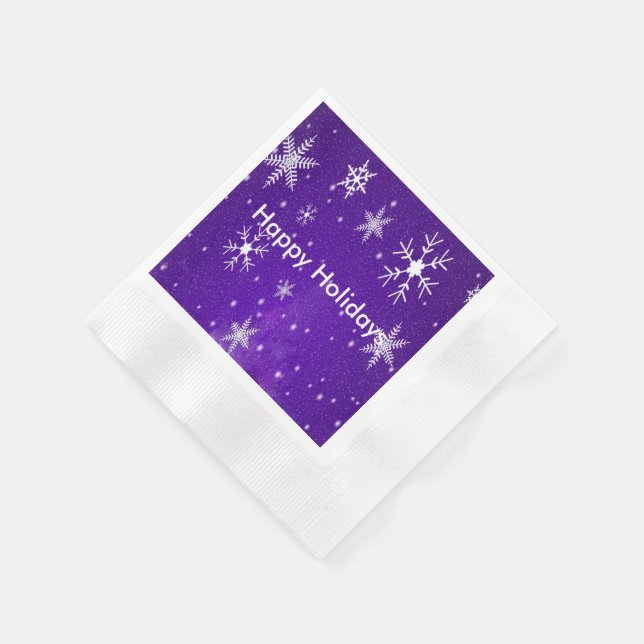 White Snöflingor Blue Bkgrd Cocktail Papper Napkin Pappersservett (Hörn)