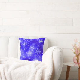 White Snöflingor Blue Kudde