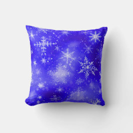 White Snöflingor Blue Kudde