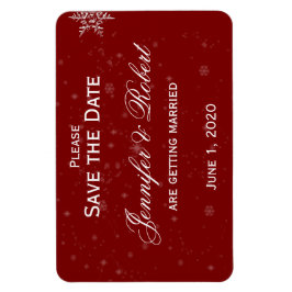 White Snöflingor Cranberry Bröllop spara datum Magnet
