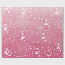 White Snöflingor Falling Winter Rosa Ombre Wrappin Presentpapper