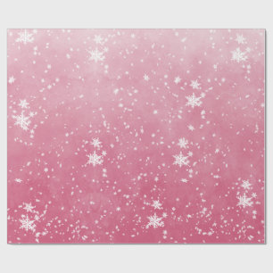 White Snöflingor Falling Winter Rosa Ombre Wrappin Presentpapper