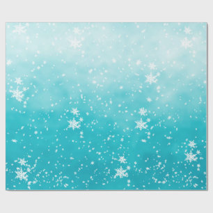 White Snöflingor Falling Winter Turcos Ombre Presentpapper