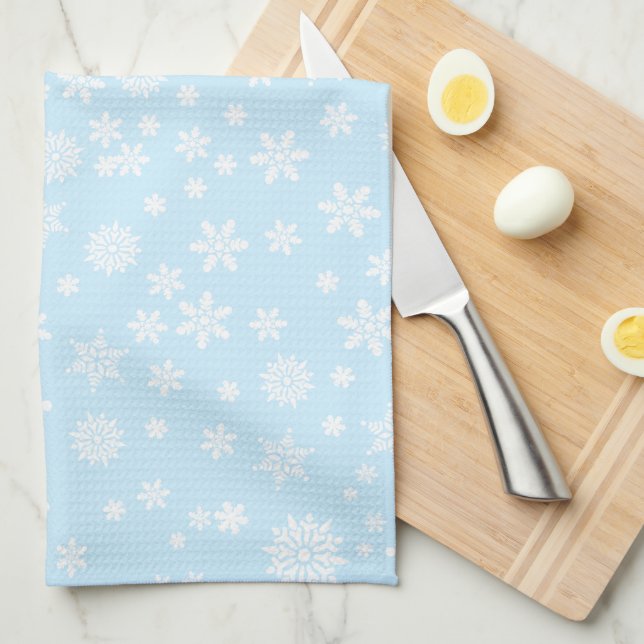 White Snöflingor Kökshandduk (Vikt i Fjärdedel)