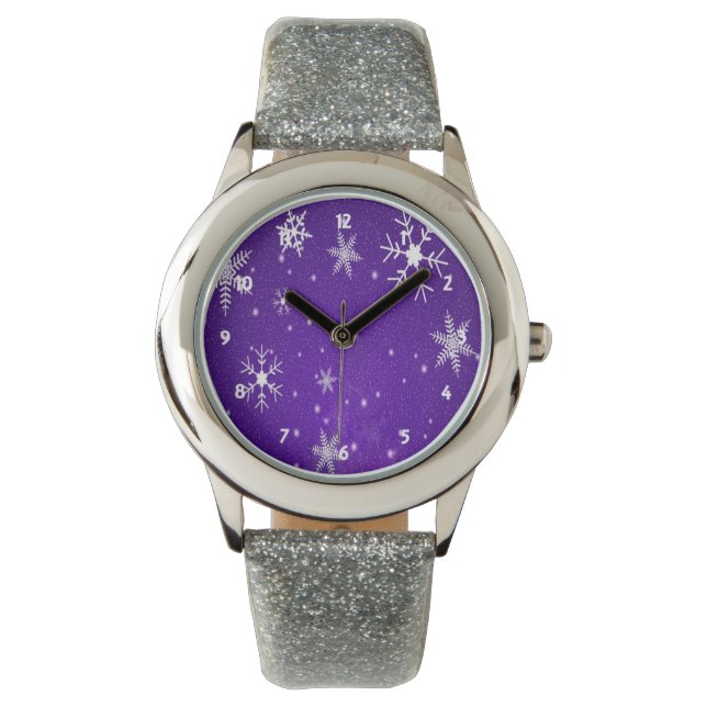 White Snöflingor med Blue Background Watch Armbandsur (Framsida)