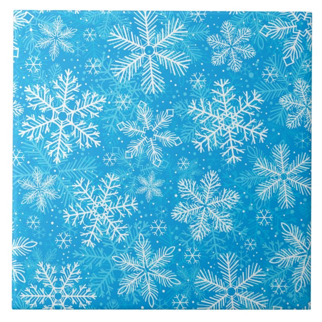 White snöflingor mönster kakelplatta (Framsidan)