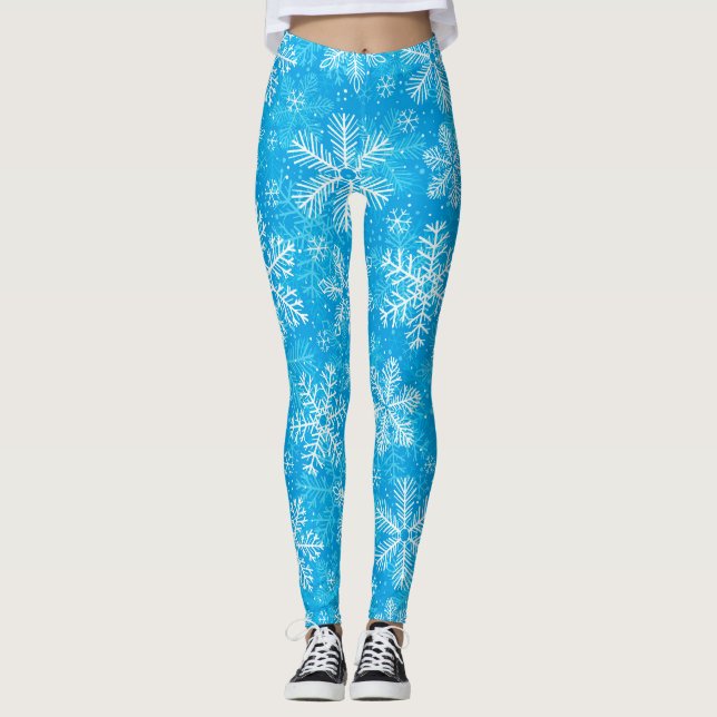 White snöflingor mönster leggings (Framsida)