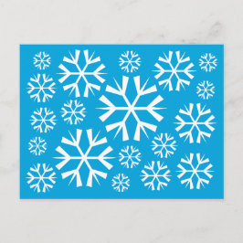 White Snöflingor Mönster mot en blå bakgrund Vykort