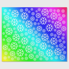White Snöflingor Mönster om regnbågsgradient Presentpapper
