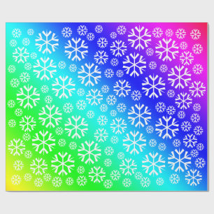 White Snöflingor Mönster om regnbågsgradient Presentpapper