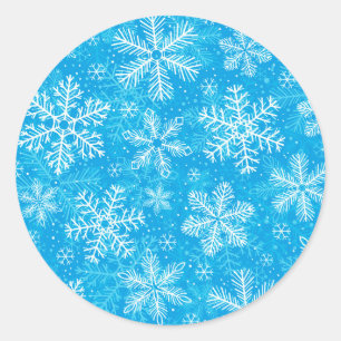 White snöflingor mönster runt klistermärke