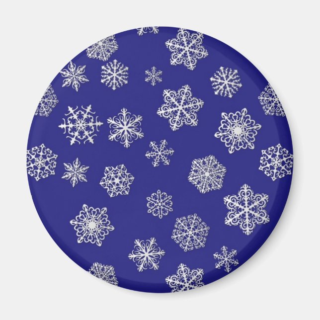 White snöflingor mot deep cobalt blue magnet (Framsidan)