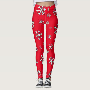 White Snöflingor on Red Leggings