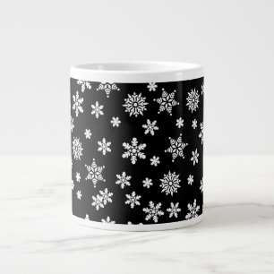 White Snöflingor på Black Jumbo Mugg