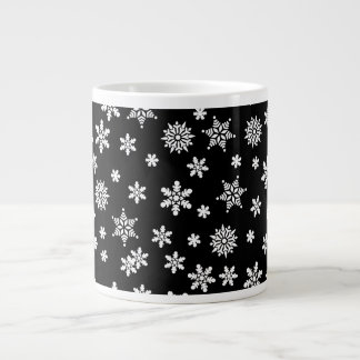 White Snöflingor på Black Jumbo Mugg