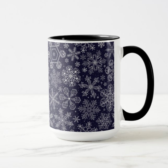 White Snöflingor på blue Mugg (Höger)