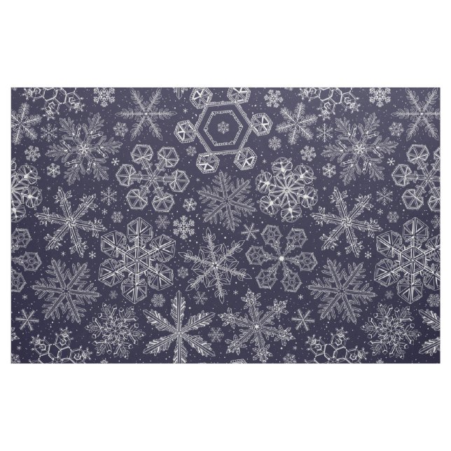 White Snöflingor på blue Tyg (Fat Quarter)