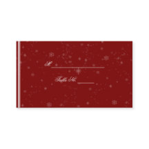 White Snöflingor på Cranberry Bröllop Place Cards