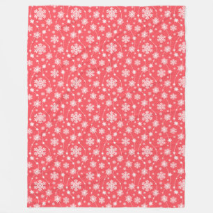 White Snöflingor på Red Mönster Fleece Blanket