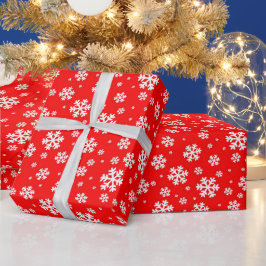 White Snöflingor på Red Winter Mönster Presentpapper