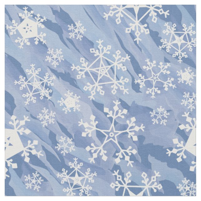 White Snöflingor Tyg (Närbild)