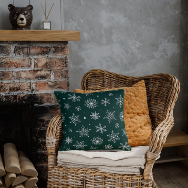 White Snöflingor Winter Helgdag liggande Kudde (Skapare uppladdad)