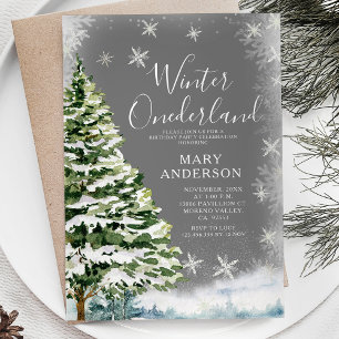 White Snöflingor Winter Onederland 1:a födelsedag Inbjudningar