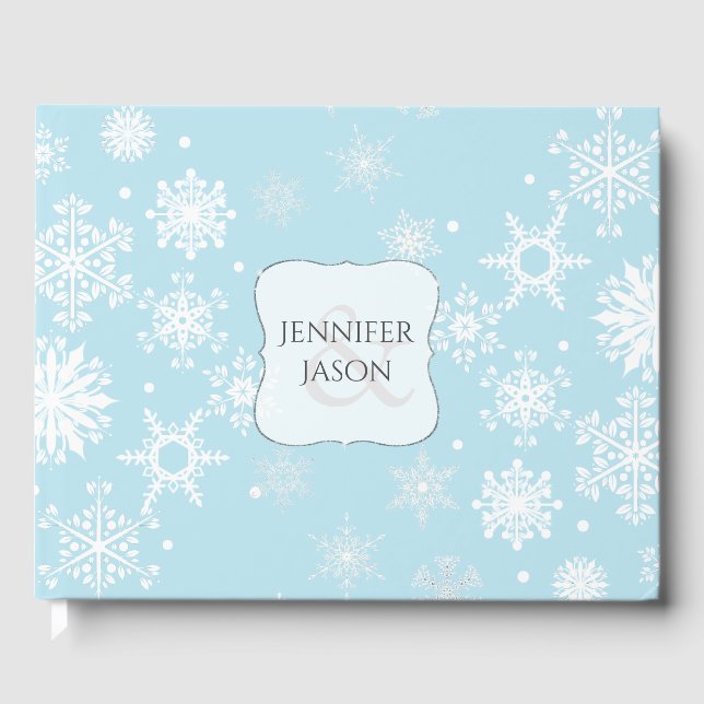 White Snöflingor Winter Wedding Guest Bok (Framsida)