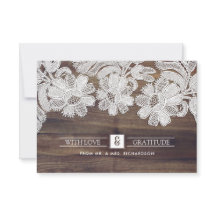 White Snöre | Barn Wood Bröllop tackkort