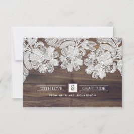 White Snöre | Barn Wood Bröllop tackkort Tack Kort