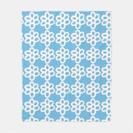 White Snöre Blommönster Sherpa Blanket Fleecefilt