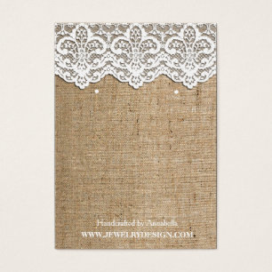 White Snöre Burlap Earring Holder Jewelry Visning Visitkort
