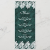White Snöre Emerald Grönt Faux Velvet Classic Menu