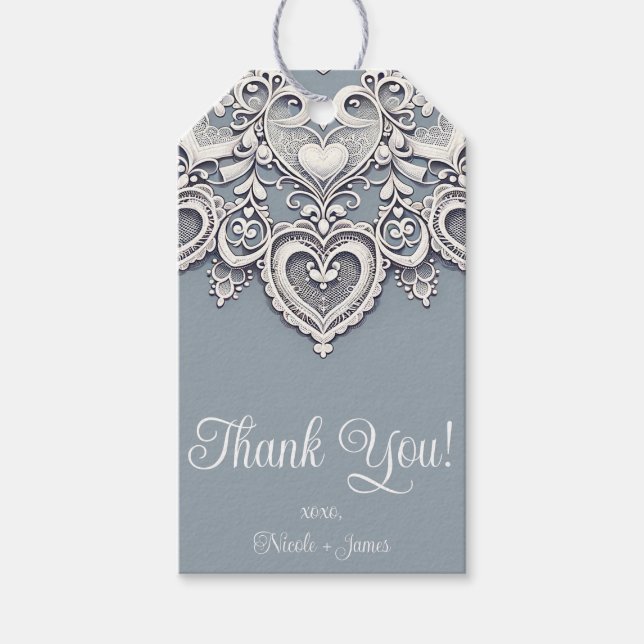 White Snöre Hearts Romantic Charm Bröllop Möhippa Presentetikett (Framsidan)