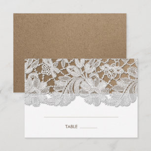 White Snöre Kraft Pappra Bröllop Bord ortskort Inbjudningar