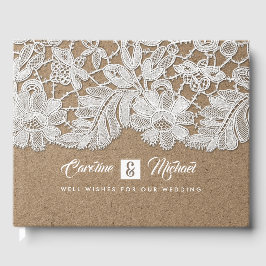 White Snöre | Kraft Pappra Bröllop Guest Bokar Gästböcker