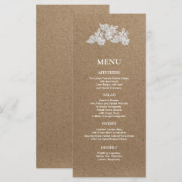 White Snöre | Kraft Pappra Bröllop Menu-kort Meny