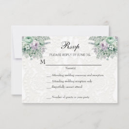 White Snöre MInt Grönt Lavender Blommigt OSA Kort