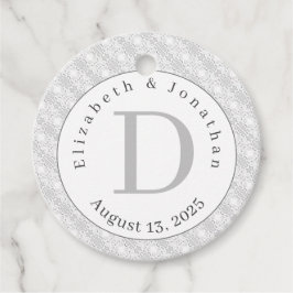 White Snöre Monogrammed Bröllop Gåvor Etiketter