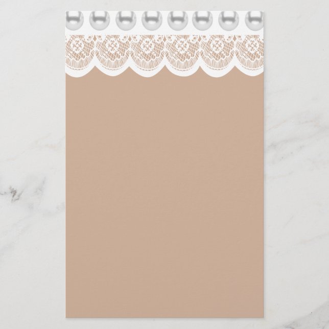 White Snöre och Faux Pearls Brevpapper (Framsida)