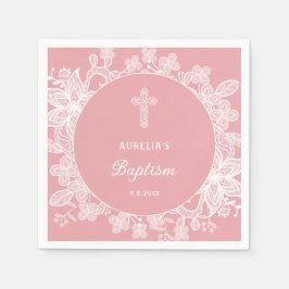 White Snöre om Rosa Baptism Pappersservett