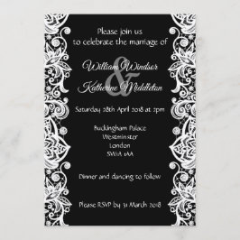 White snöre om svartvit bröllopsinbjudan inbjudningar