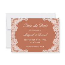 White Snöre om Terracotta Bröllop spara datum