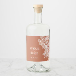 White Snöre om Terracotta Bröllop Spritflaskor Etikett