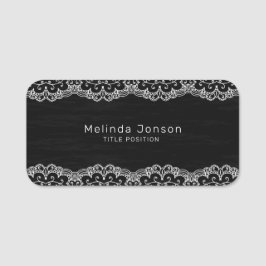 White Snöre on Black Namnbricka