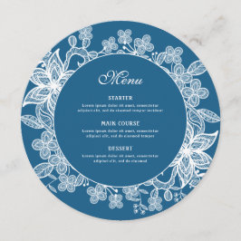 White Snöre på Blue Round Menu Meny